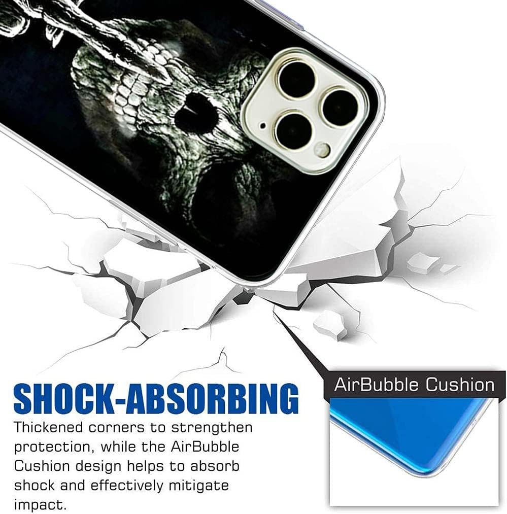 coque iphone 13 - Coque de téléphone portable Halloween compatible avec Apple iPhone 13 Transparente Antichoc Souple Silicone Anti-rayures TPU Ultra Mince Motif Fleur de Crâne – Image 3