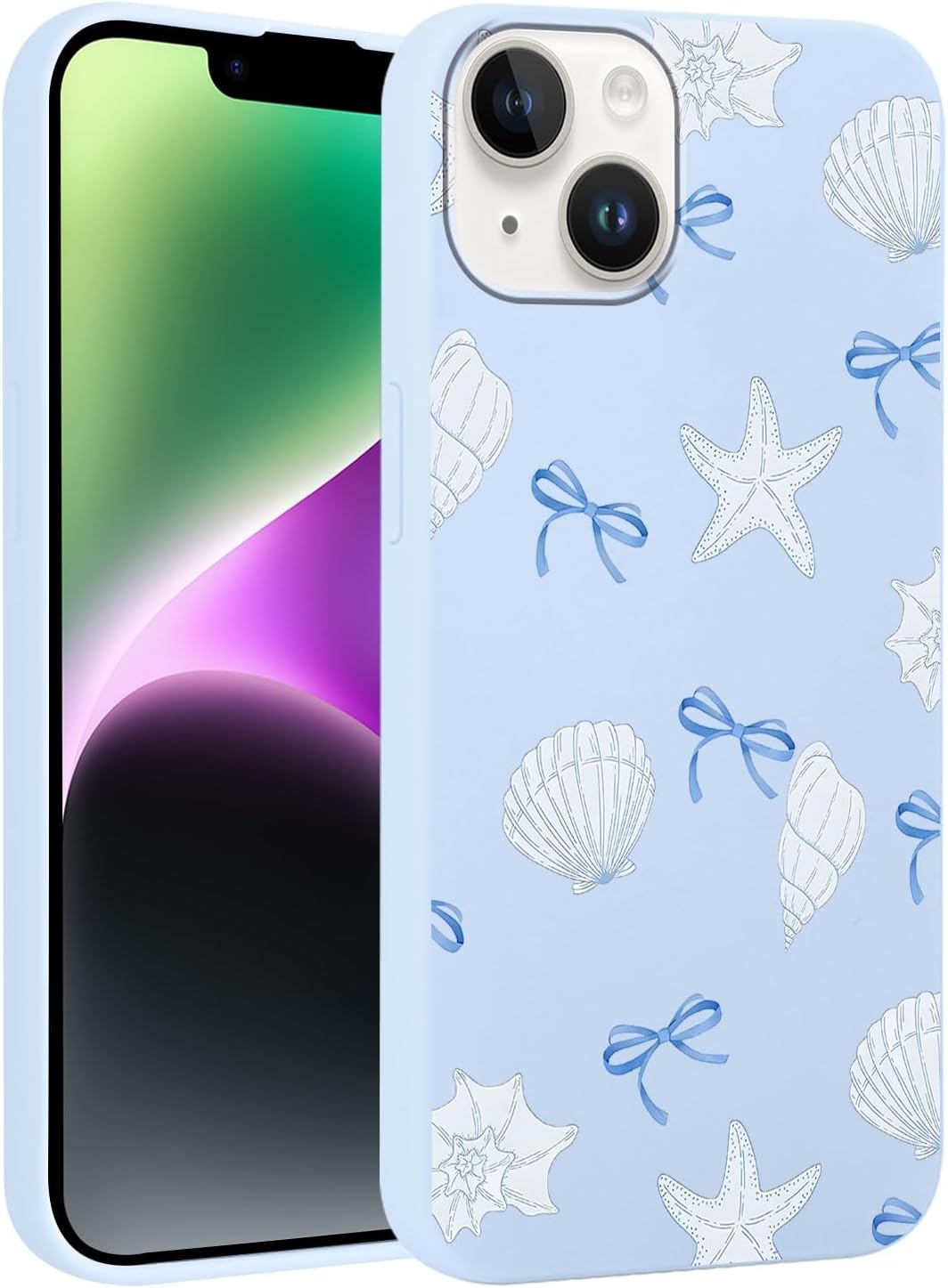 coque iphone 13 - Saqmkil Coque pour iPhone 14/iPhone 13 6,1", Coque en Silicone Vert avec Motif Esthétique, Protection Anti-Rayures Coque Souple TPU Gel Bumper Cover pour iPhone 13 - Bow 02 – Image 2
