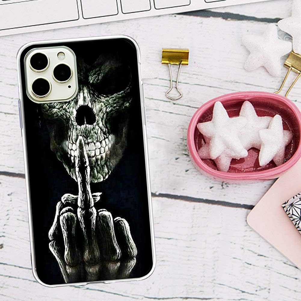 coque iphone 13 - Coque de téléphone portable Halloween compatible avec Apple iPhone 13 Transparente Antichoc Souple Silicone Anti-rayures TPU Ultra Mince Motif Fleur de Crâne – Image 5