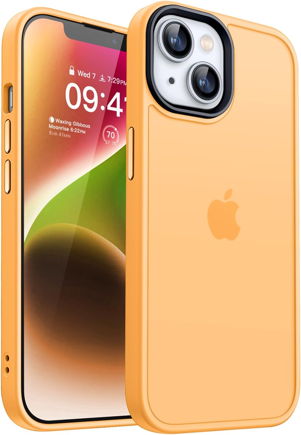 coque iphone 13 - CANSHN Coque Matte Compatible avec iPhone 13 et iPhone 14 (Silky Soft Touch) Coque de Protection Antichoc Translucide pour iPhone 13/14 6,1 Pouces - Orange – Image 2