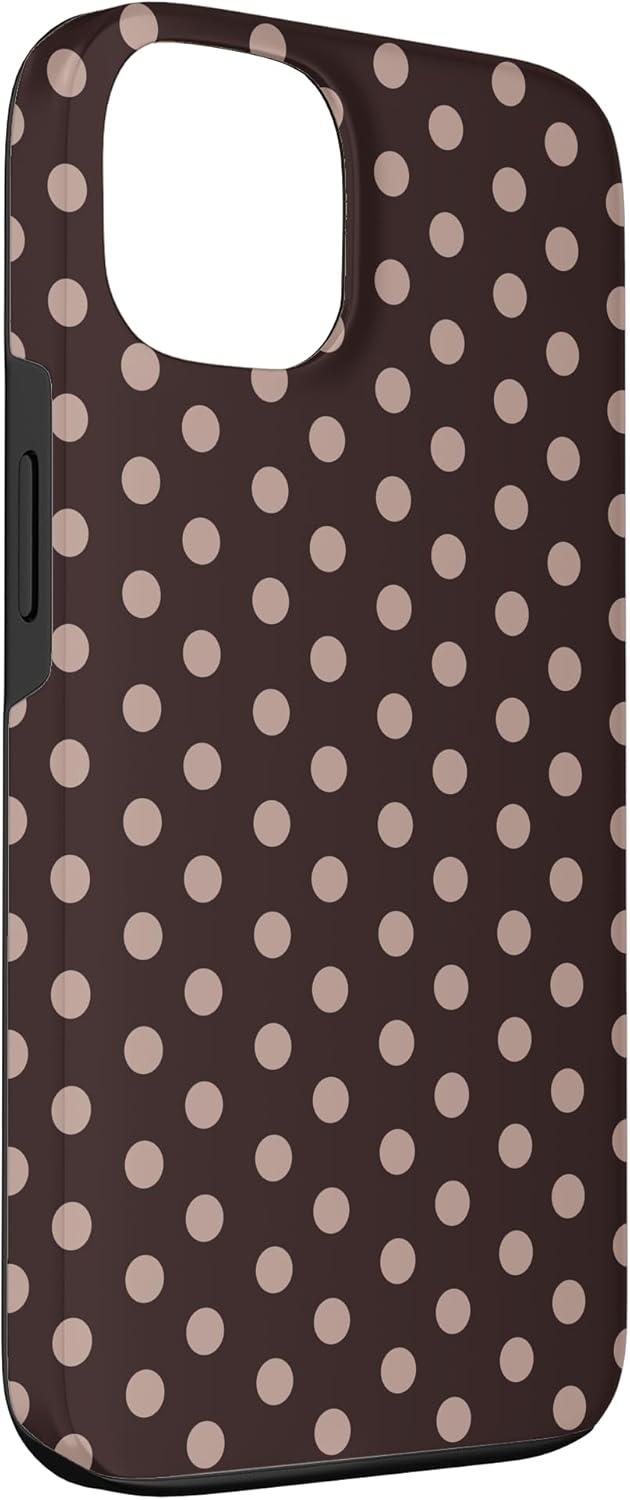 iphone 13 - Coque marron à pois bohème vintage esthétique à pois mignon girly pour iPhone 13 – Image 4