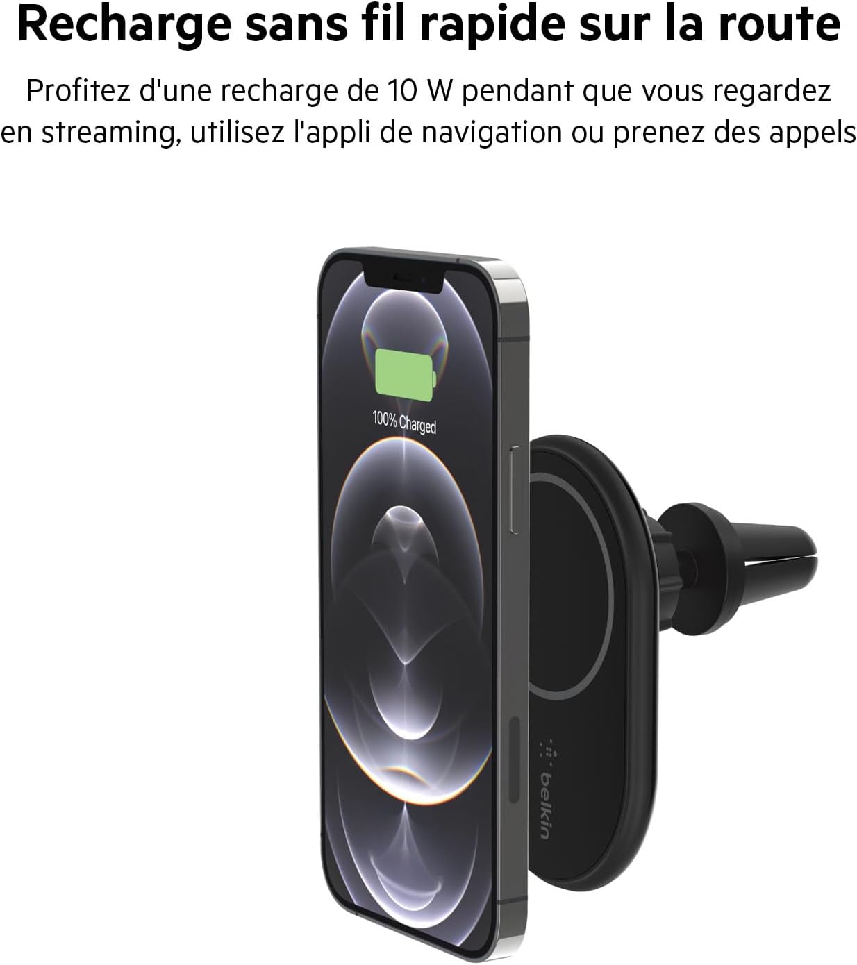 iphone 13 - Belkin BoostCharge Chargeur de voiture magnétique sans fil, support de téléphone magnétique pour voiture, compatible MagSafe, pour iPhone 17, 16, 15, 14, 13 Pro, Max, Plus, Mini (câble et chargeur inclus) – Image 4
