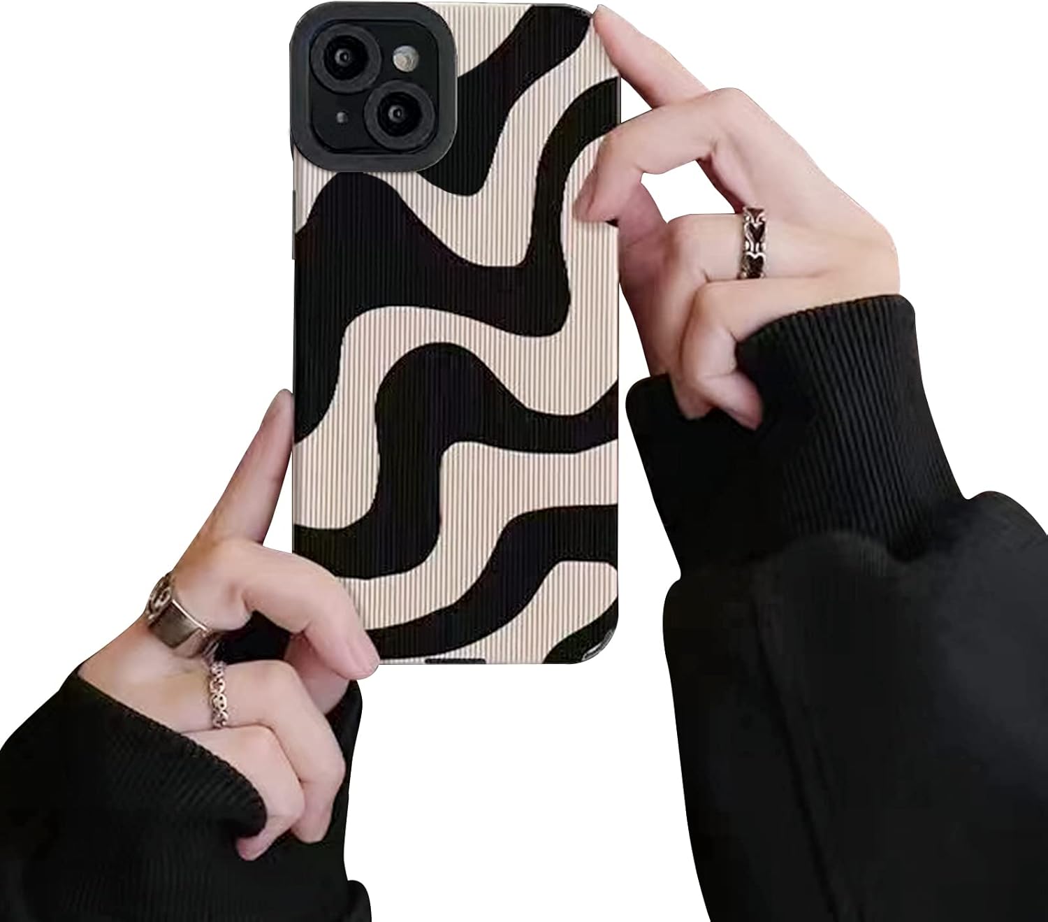 coque iphone 13 - Ownest Compatible avec iPhone 13 Coque, Simple Mignon Zèbre Animé Vague Bouclée Dessin Modèle Antichoc Étui de Téléphone Portable Housse Homme Femme Fille Objectif d'appareil Photo Étui de Protection – Image 2