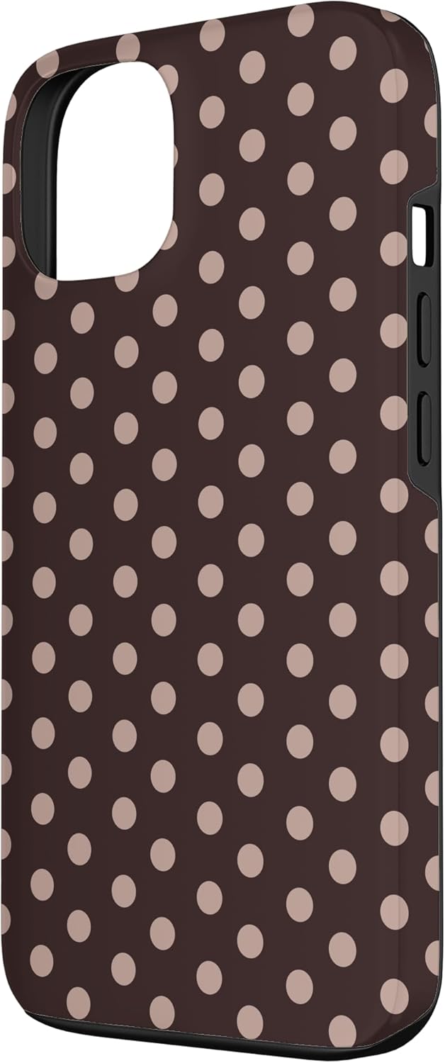 iphone 13 - Coque marron à pois bohème vintage esthétique à pois mignon girly pour iPhone 13 – Image 3