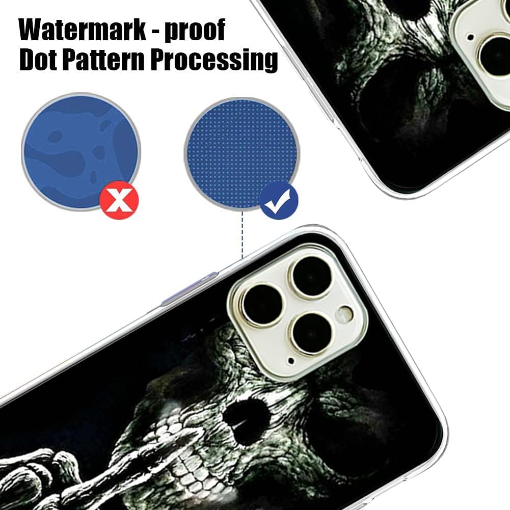 coque iphone 13 - Coque de téléphone portable Halloween compatible avec Apple iPhone 13 Transparente Antichoc Souple Silicone Anti-rayures TPU Ultra Mince Motif Fleur de Crâne – Image 6