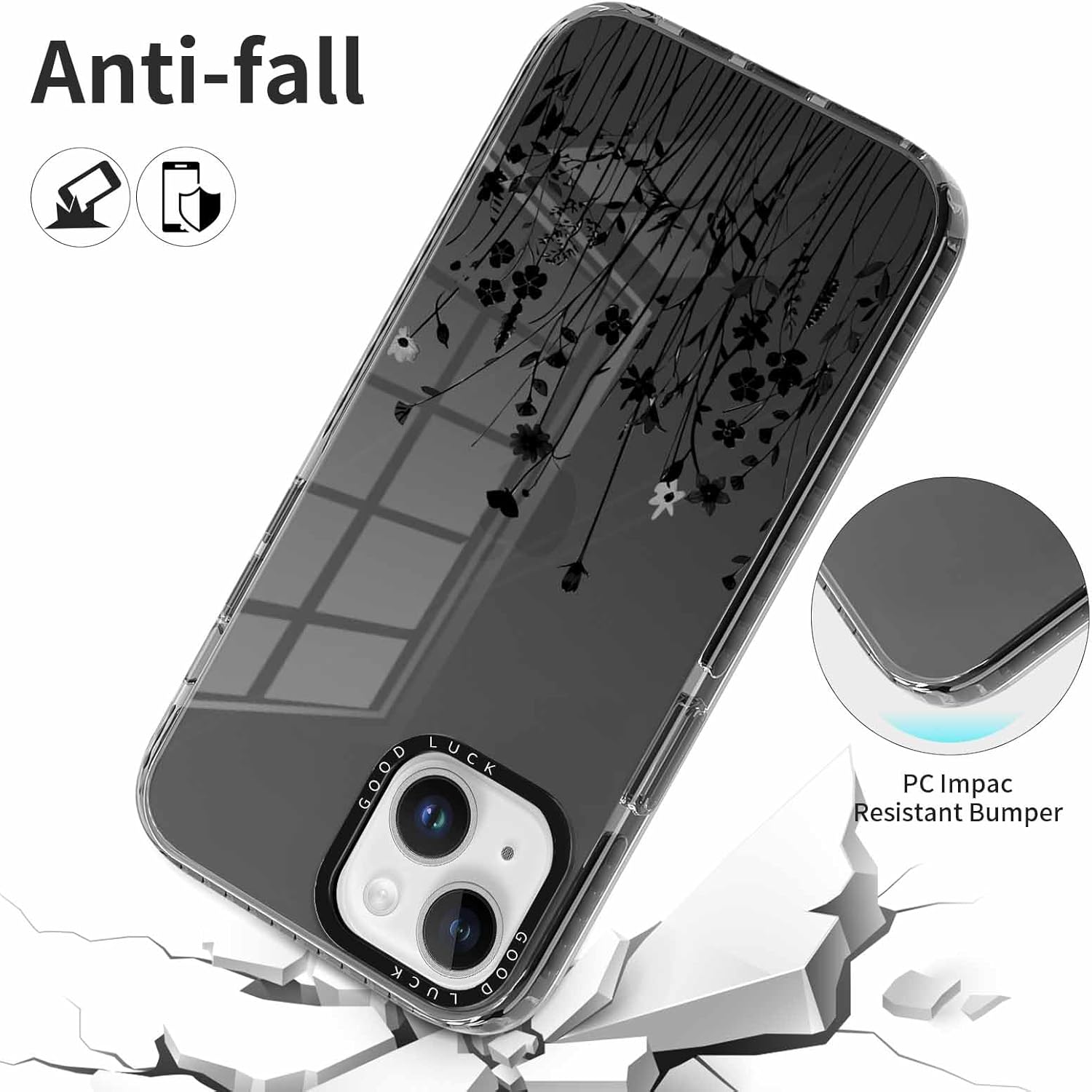 coque iphone 13 - Xylota 2 pièces Coque pour iPhone 14/iPhone 13 6,1 pouces, coque transparente avec motif de fleur esthétique, coque fine en silicone TPU souple, résistante aux chocs, anti-rayures, coque de protection pour filles et femmes, – Image 6