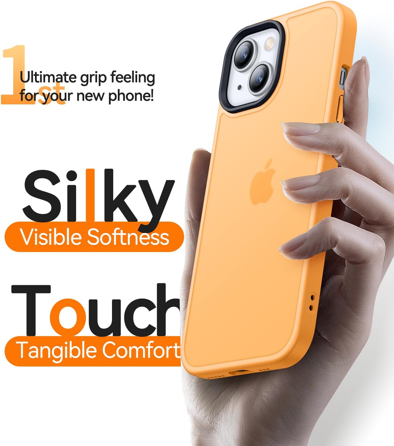 coque iphone 13 - CANSHN Coque Matte Compatible avec iPhone 13 et iPhone 14 (Silky Soft Touch) Coque de Protection Antichoc Translucide pour iPhone 13/14 6,1 Pouces - Orange – Image 6