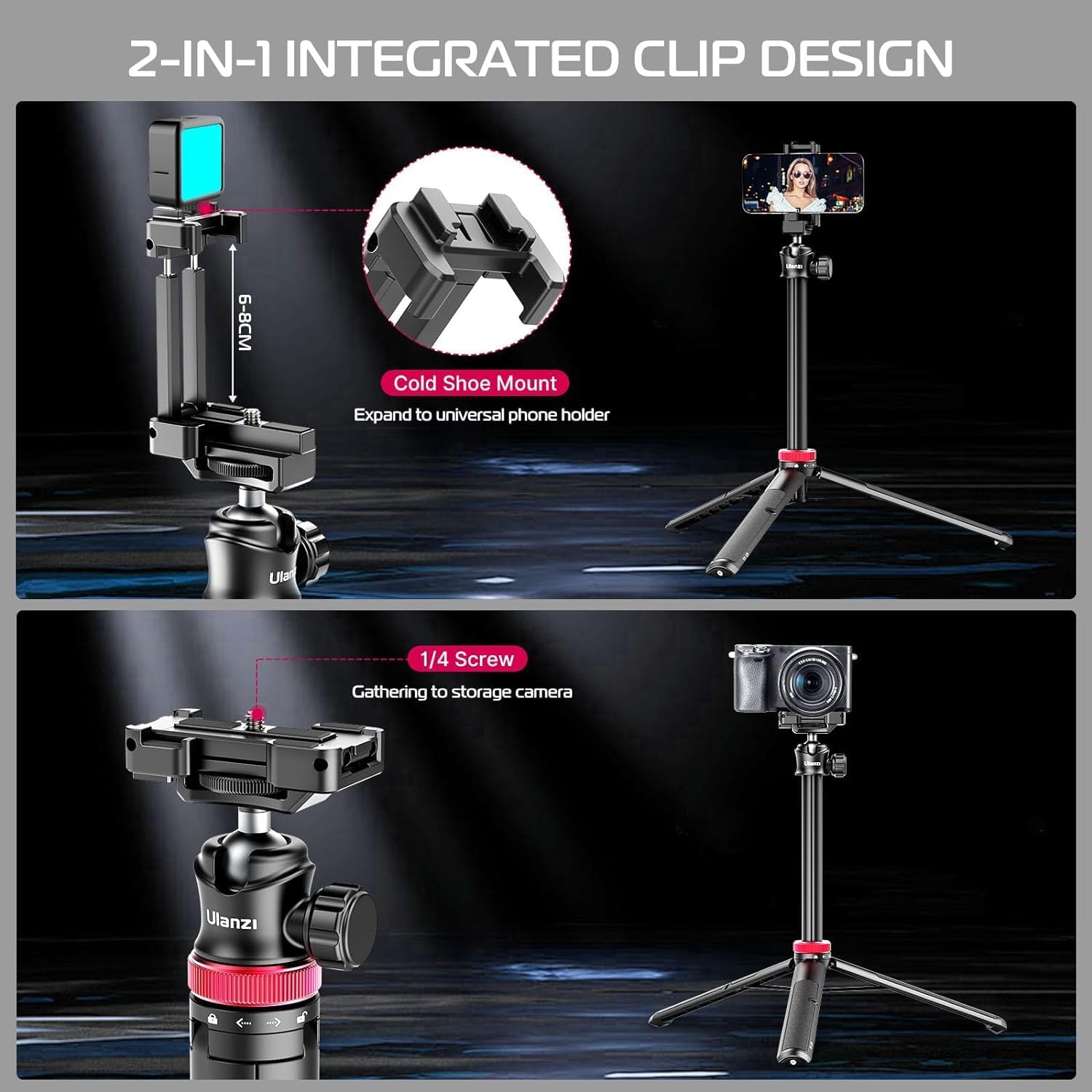 iphone 13 - ULANZI MT-44 Perche à selfie Bluetooth, 147 cm, trépied portable 2 en 1 pour appareils photo de smartphone avec rotule à 360°, support de téléphone, filetage 1/4", trépied compact pour Sony Samsung iPhone – Image 8