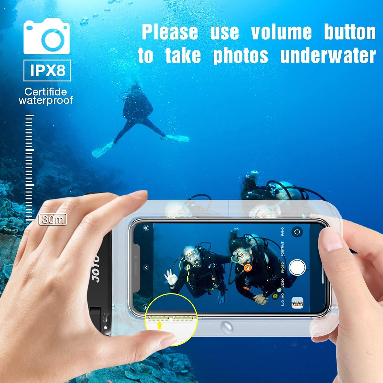iphone 13 - JOTO 2 Pochettes étanches pour smartphone Certifiées IPX8 iPhone 17/16/15/14/13/12/11 Plus Pro Max, Redmi Note 13/13 Pro 12 A3, Galaxy A15 A35 A25 A54 A55, Coque étanche jusqu'à 7 pouces Transparent – Image 3