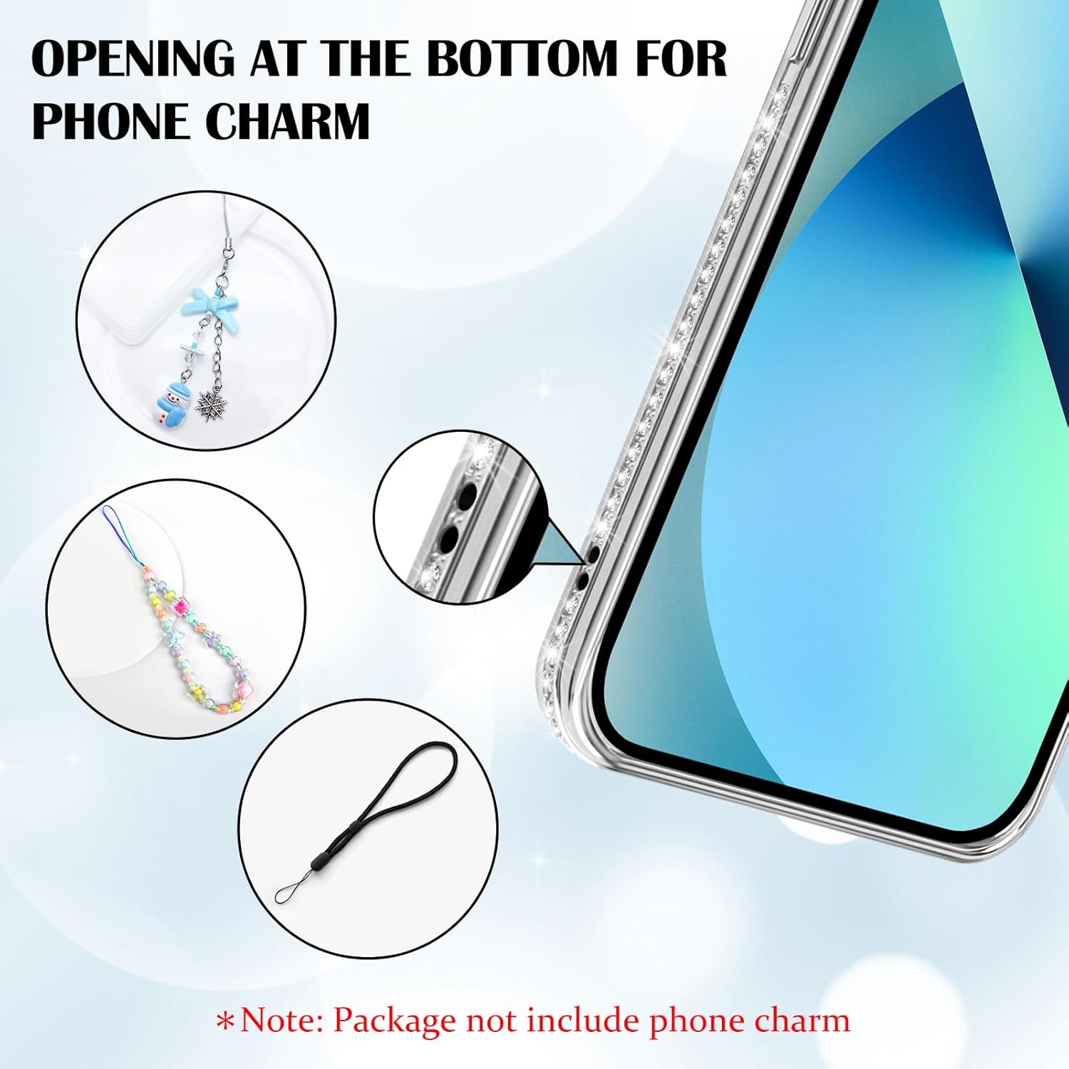 coque iphone 13 - Newseego Coque pour iPhone 13, Paillettes Bling Luxe Diamant Coque 6,1" Compatible avec MagSafe TPU Flexible Transparent Dos Mignon Protection Antichoc pour iPhone 13 Argent – Image 6