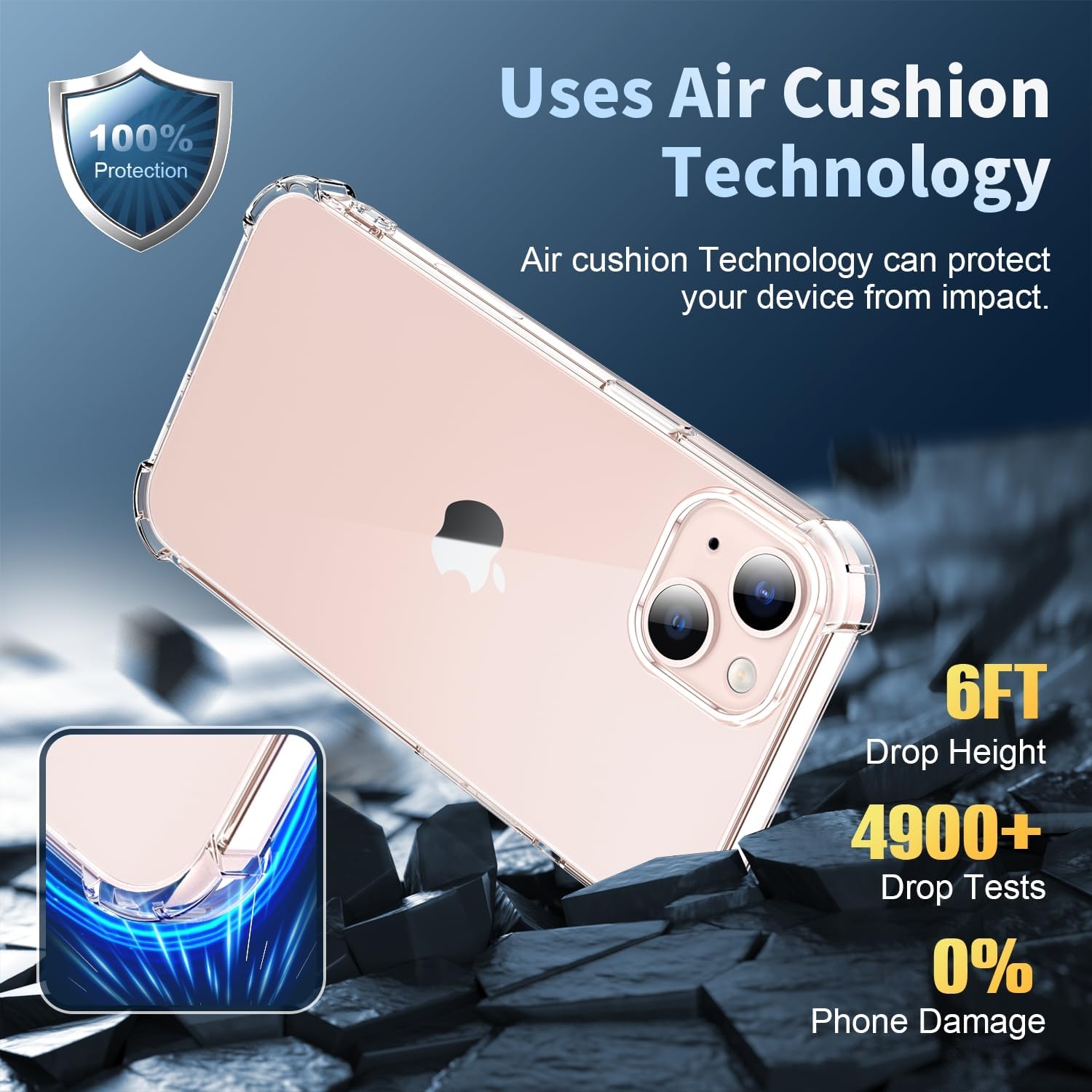 iphone 13 - SOGUDE Coque 5 en 1 pour iPhone 13 avec 2 verres trempés et 2 films de protection d'appareil photo, coque de protection antichoc avec coussin d'air intégré, fine Bumper Cover – Transparent – Image 5