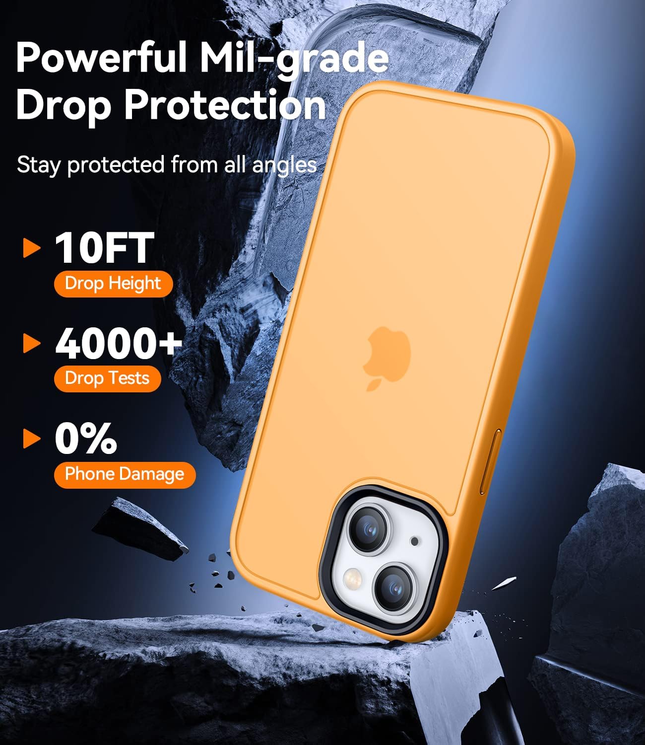 coque iphone 13 - CANSHN Coque Matte Compatible avec iPhone 13 et iPhone 14 (Silky Soft Touch) Coque de Protection Antichoc Translucide pour iPhone 13/14 6,1 Pouces - Orange – Image 4