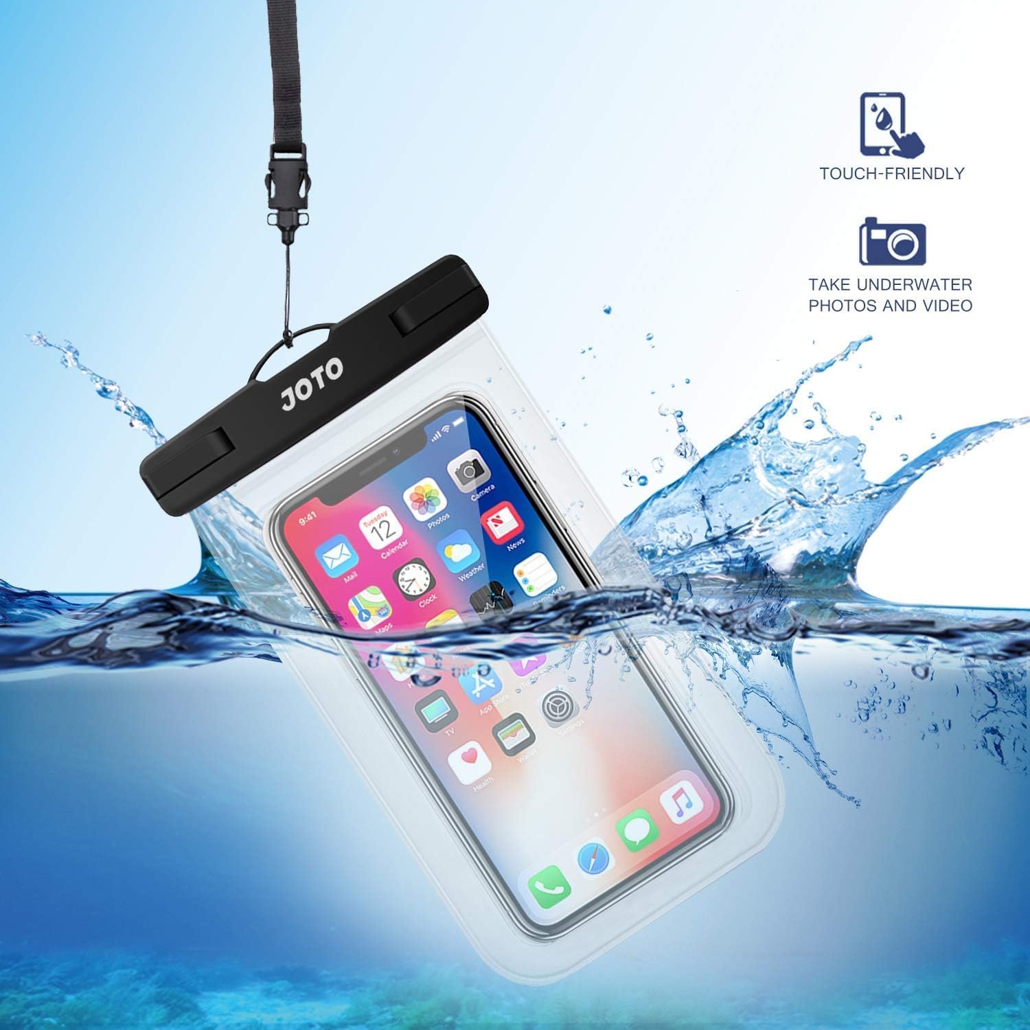 iphone 13 - JOTO 2 Pochettes étanches pour smartphone Certifiées IPX8 iPhone 17/16/15/14/13/12/11 Plus Pro Max, Redmi Note 13/13 Pro 12 A3, Galaxy A15 A35 A25 A54 A55, Coque étanche jusqu'à 7 pouces Transparent – Image 8