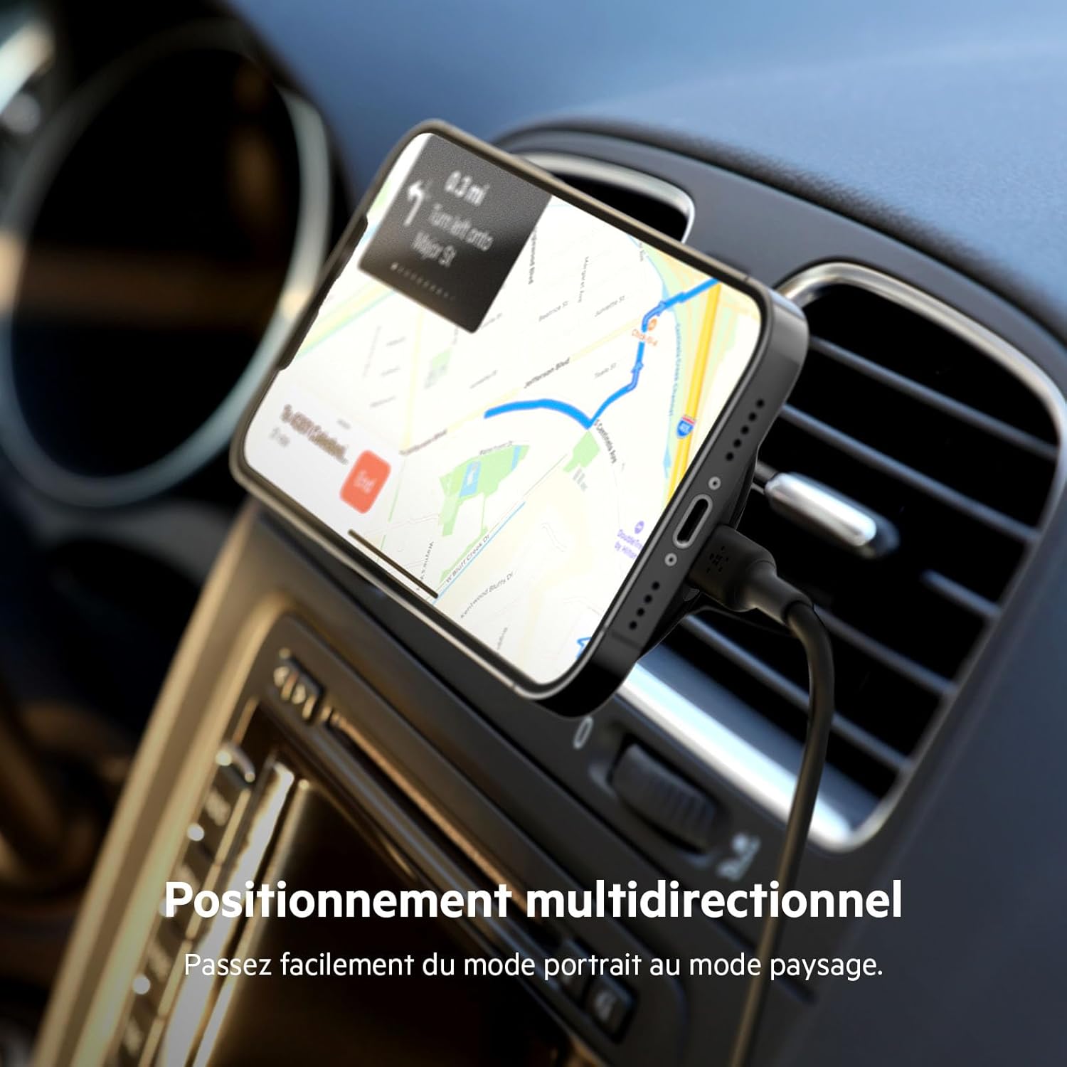 iphone 13 - Belkin BoostCharge Chargeur de voiture magnétique sans fil, support de téléphone magnétique pour voiture, compatible MagSafe, pour iPhone 17, 16, 15, 14, 13 Pro, Max, Plus, Mini (câble et chargeur inclus) – Image 5