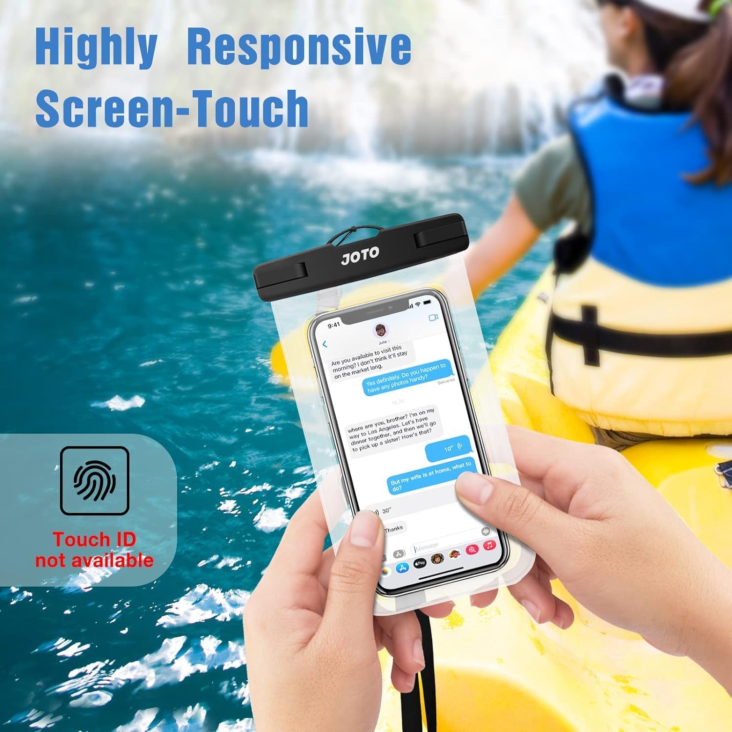 iphone 13 - JOTO 2 Pochettes étanches pour smartphone Certifiées IPX8 iPhone 17/16/15/14/13/12/11 Plus Pro Max, Redmi Note 13/13 Pro 12 A3, Galaxy A15 A35 A25 A54 A55, Coque étanche jusqu'à 7 pouces Transparent – Image 6