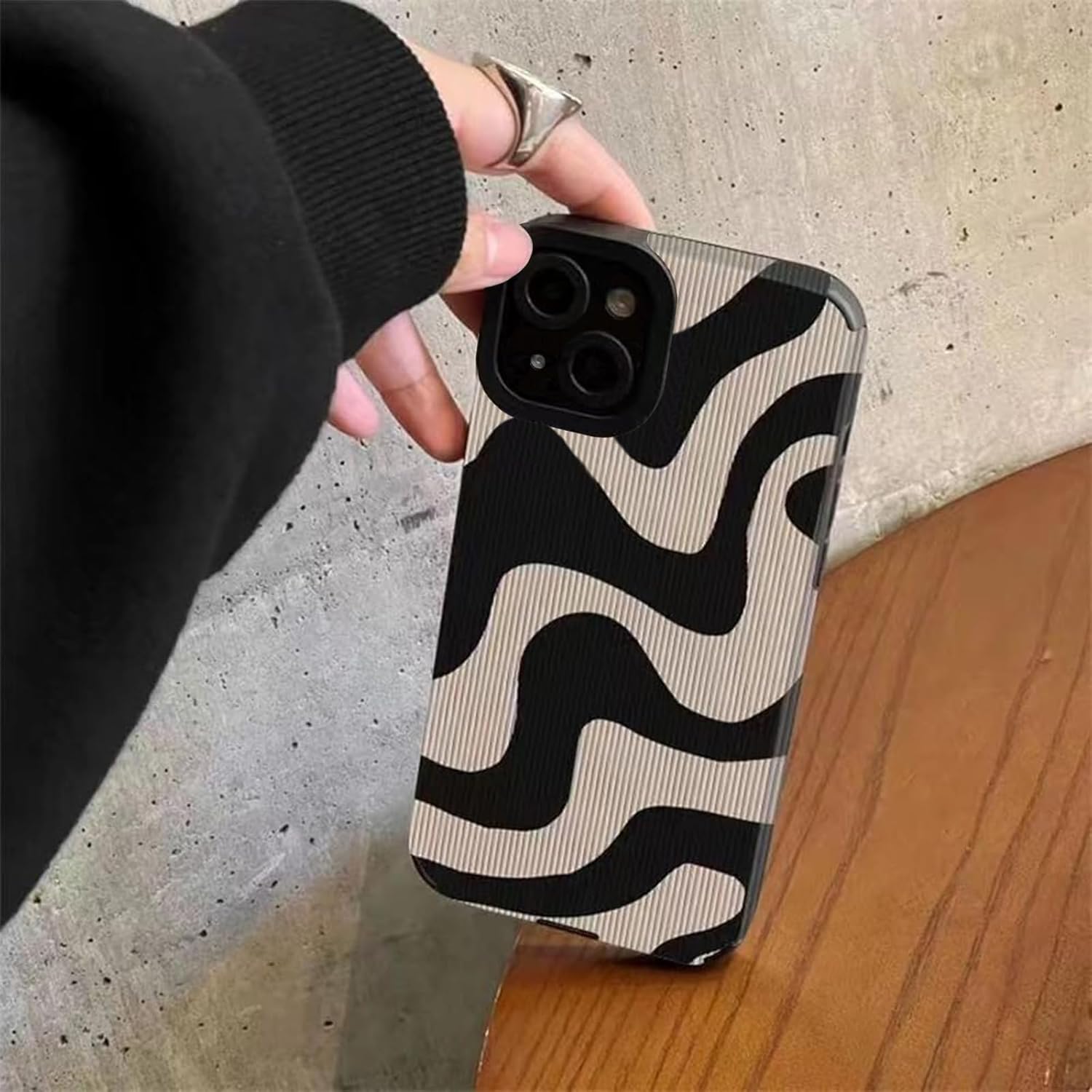 coque iphone 13 - Ownest Compatible avec iPhone 13 Coque, Simple Mignon Zèbre Animé Vague Bouclée Dessin Modèle Antichoc Étui de Téléphone Portable Housse Homme Femme Fille Objectif d'appareil Photo Étui de Protection – Image 5