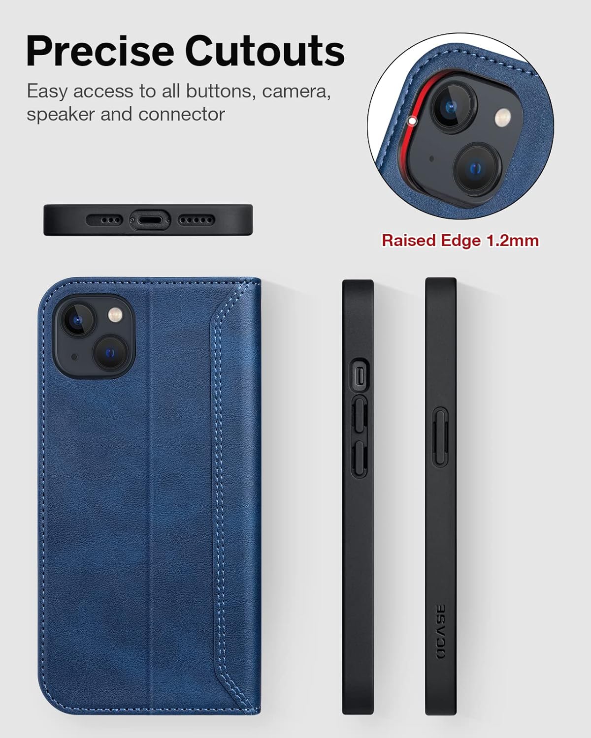 coque iphone 13 - OCASE Coque rétro pour iPhone 13 – Étui portefeuille (blocage RFID) (béquille) (emplacements pour cartes) résistant aux chocs en cuir PU TPU pour 6,1 pouces (série rétro, bleu) – Image 7