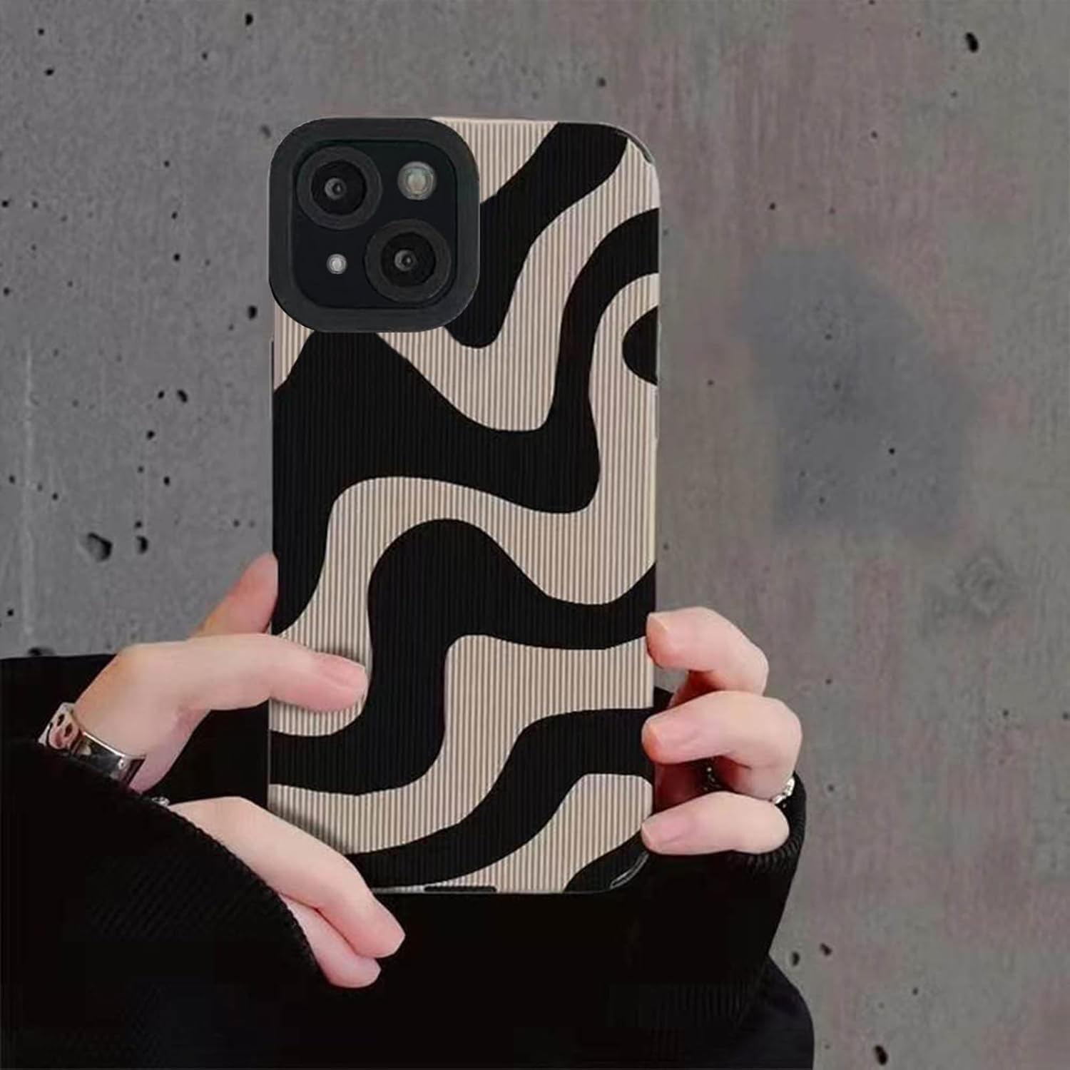 coque iphone 13 - Ownest Compatible avec iPhone 13 Coque, Simple Mignon Zèbre Animé Vague Bouclée Dessin Modèle Antichoc Étui de Téléphone Portable Housse Homme Femme Fille Objectif d'appareil Photo Étui de Protection – Image 3