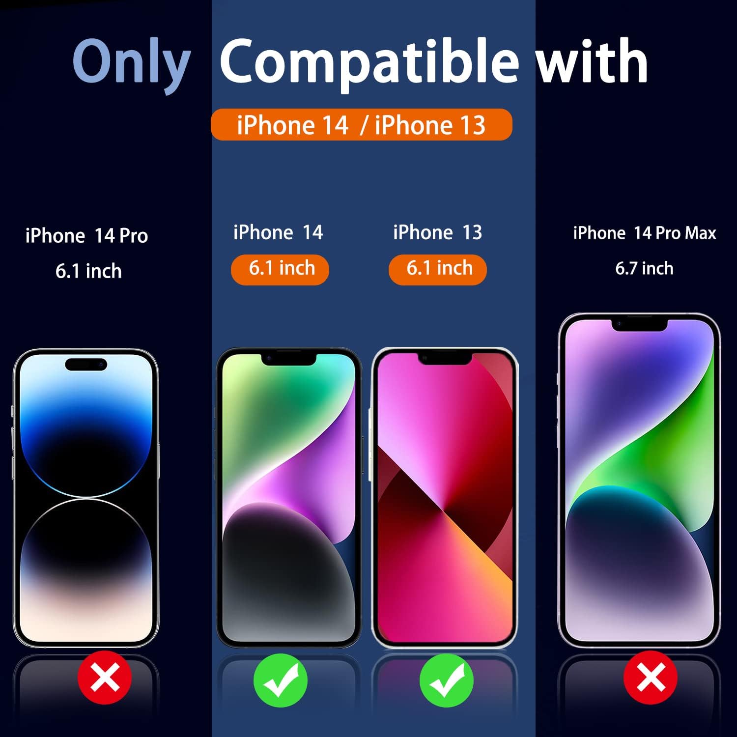 iphone 13 - Ferilinso (6-en-1) Protection en Verre Trempé pour iPhone 14 et iPhone 13 Accessoire 3 Pièces Protecteur d'Écran en Verre 3 Pièces Protection Objectif de Caméra Caméra Arrière Compatible avec Étui – Image 3