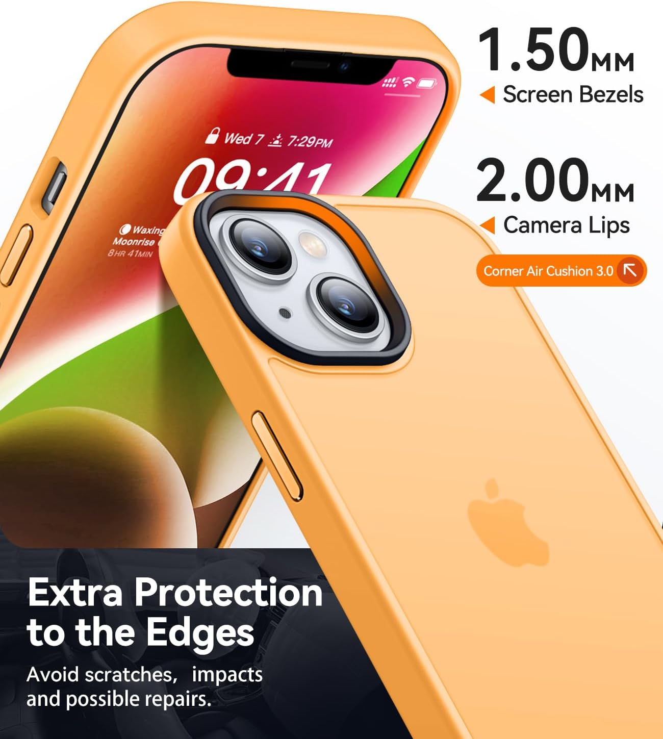 coque iphone 13 - CANSHN Coque Matte Compatible avec iPhone 13 et iPhone 14 (Silky Soft Touch) Coque de Protection Antichoc Translucide pour iPhone 13/14 6,1 Pouces - Orange – Image 5