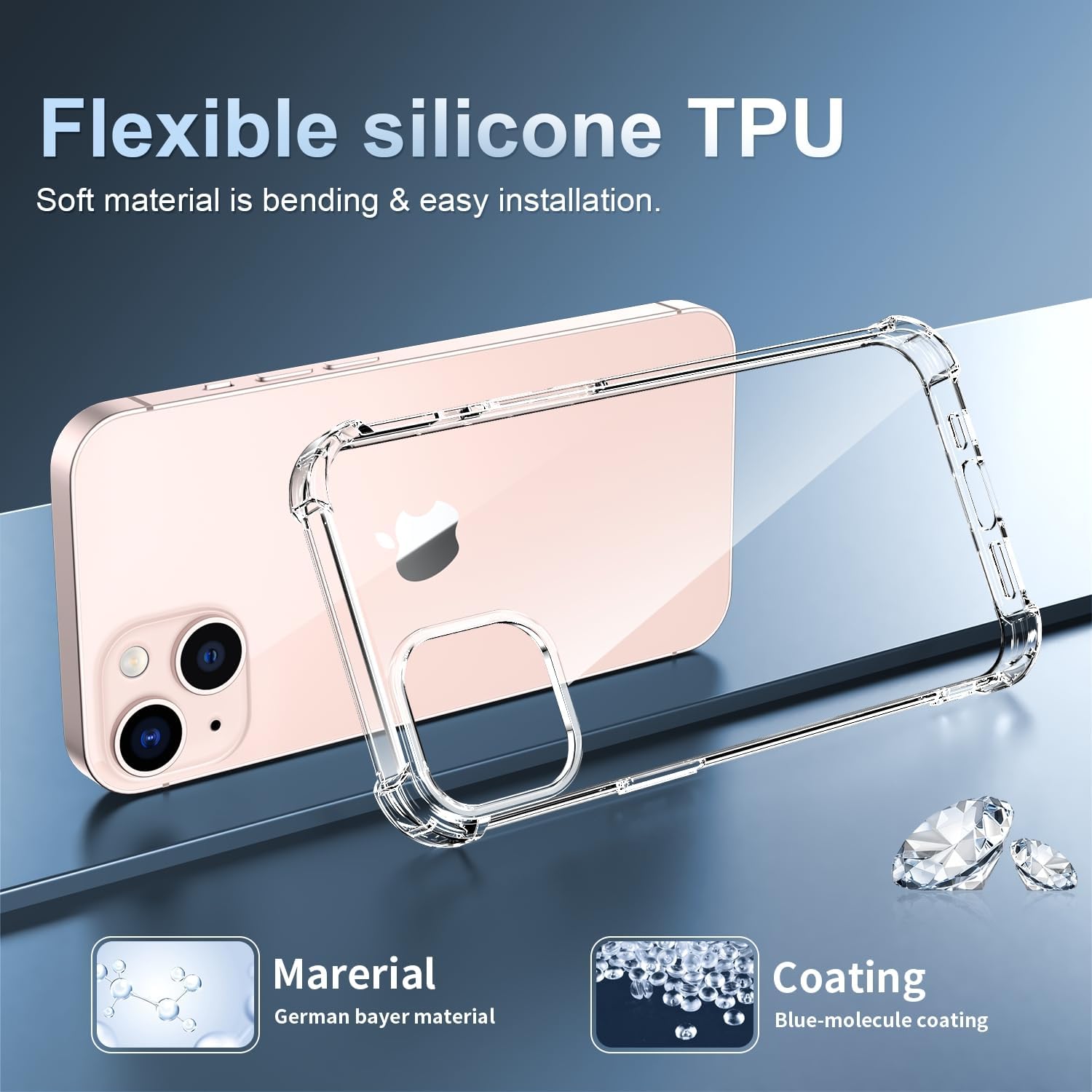 iphone 13 - SOGUDE Coque 5 en 1 pour iPhone 13 avec 2 verres trempés et 2 films de protection d'appareil photo, coque de protection antichoc avec coussin d'air intégré, fine Bumper Cover – Transparent – Image 7
