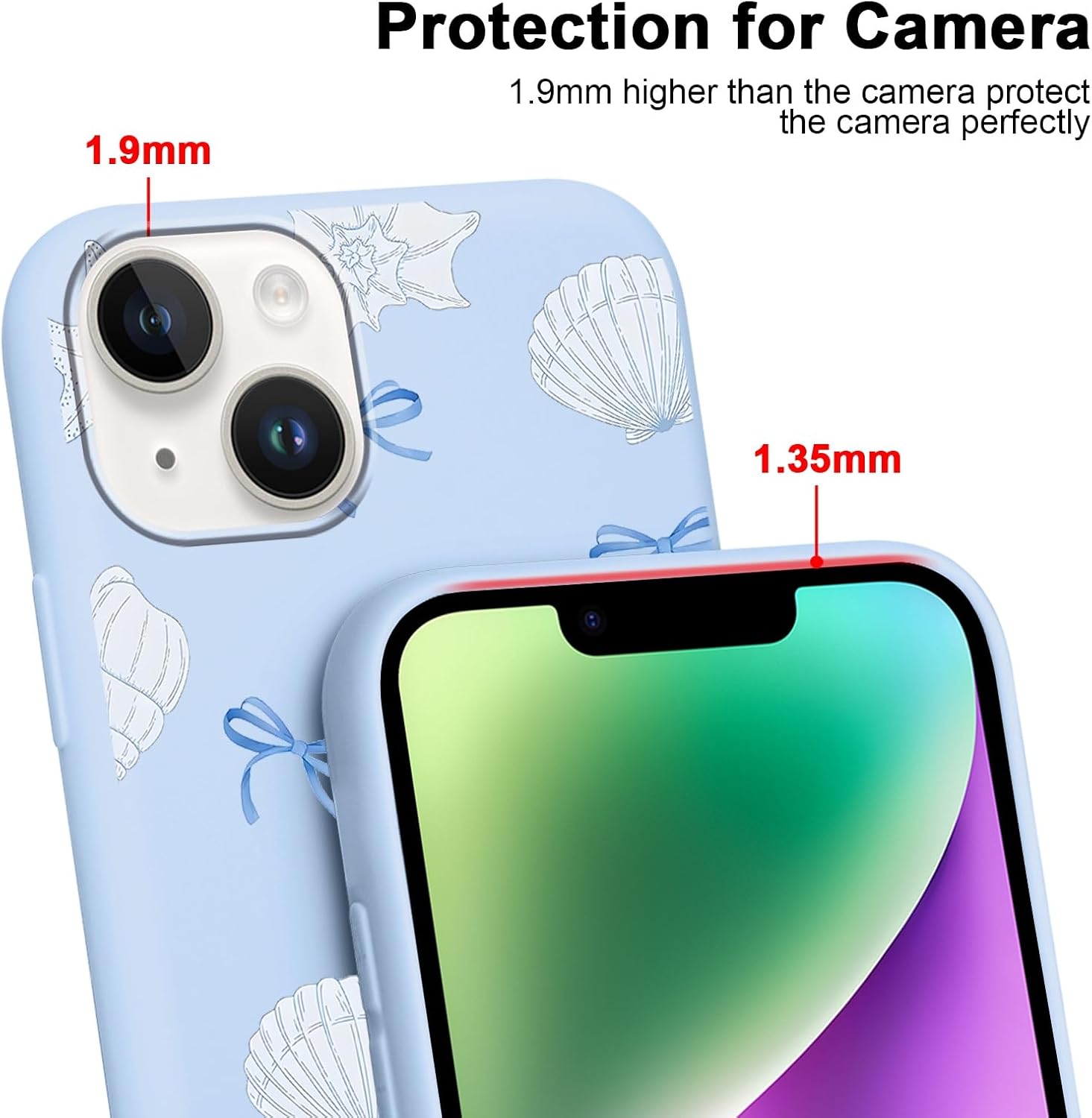 coque iphone 13 - Saqmkil Coque pour iPhone 14/iPhone 13 6,1", Coque en Silicone Vert avec Motif Esthétique, Protection Anti-Rayures Coque Souple TPU Gel Bumper Cover pour iPhone 13 - Bow 02 – Image 4