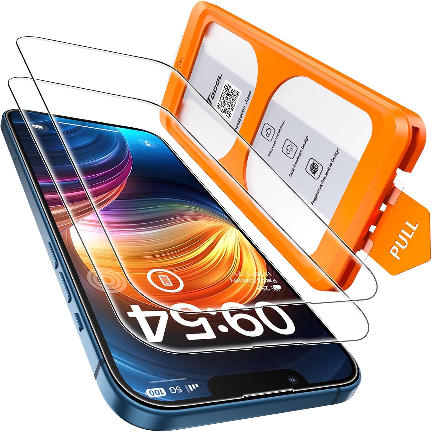 iphone 13 - TOCOL Lot de 2 verres trempés pour iPhone 13, dépoussiérage automatique, sans bulles, dureté 9H, protection d'écran à couverture complète, coques de téléphone compatibles – Image 2