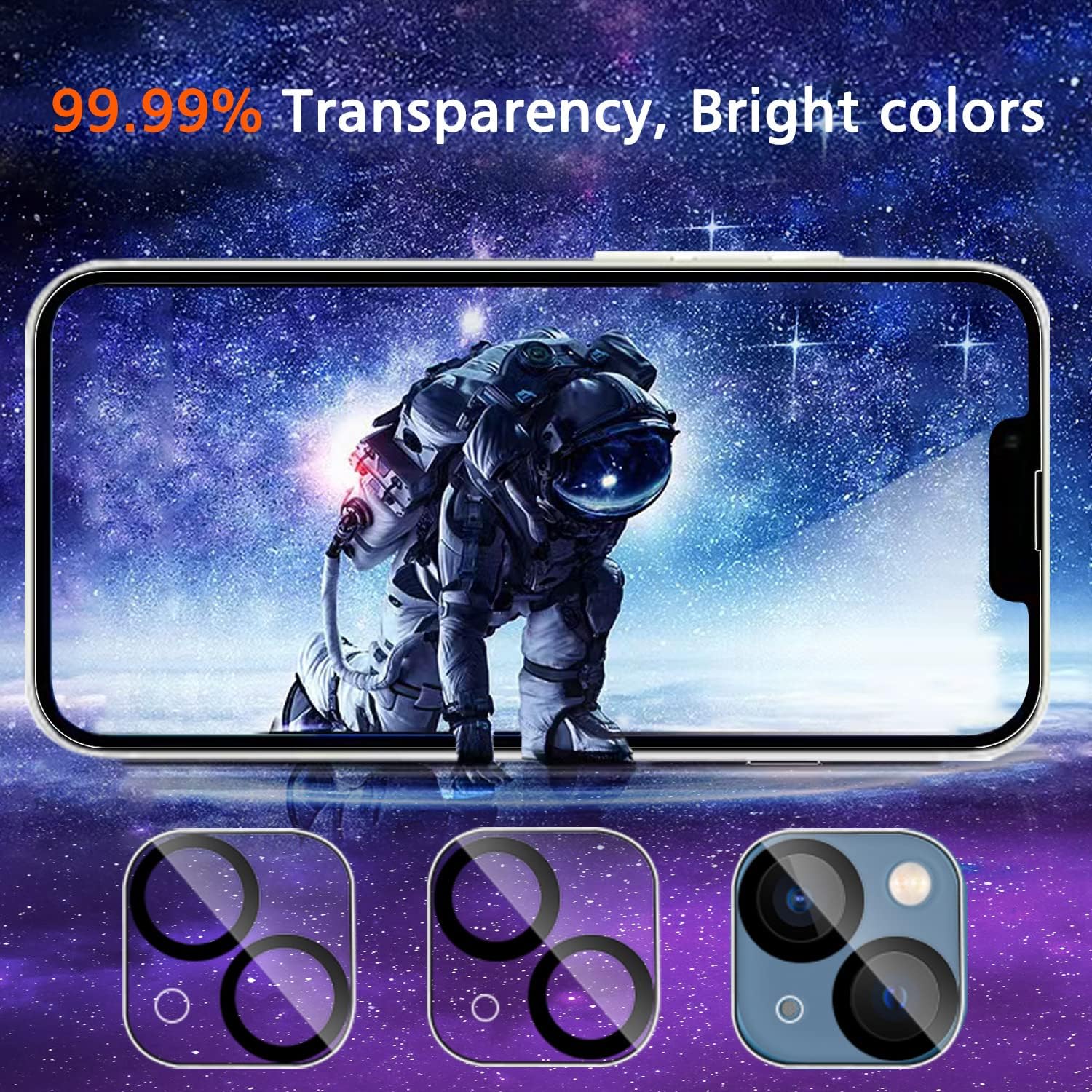 iphone 13 - Ferilinso (6-en-1) Protection en Verre Trempé pour iPhone 14 et iPhone 13 Accessoire 3 Pièces Protecteur d'Écran en Verre 3 Pièces Protection Objectif de Caméra Caméra Arrière Compatible avec Étui – Image 6