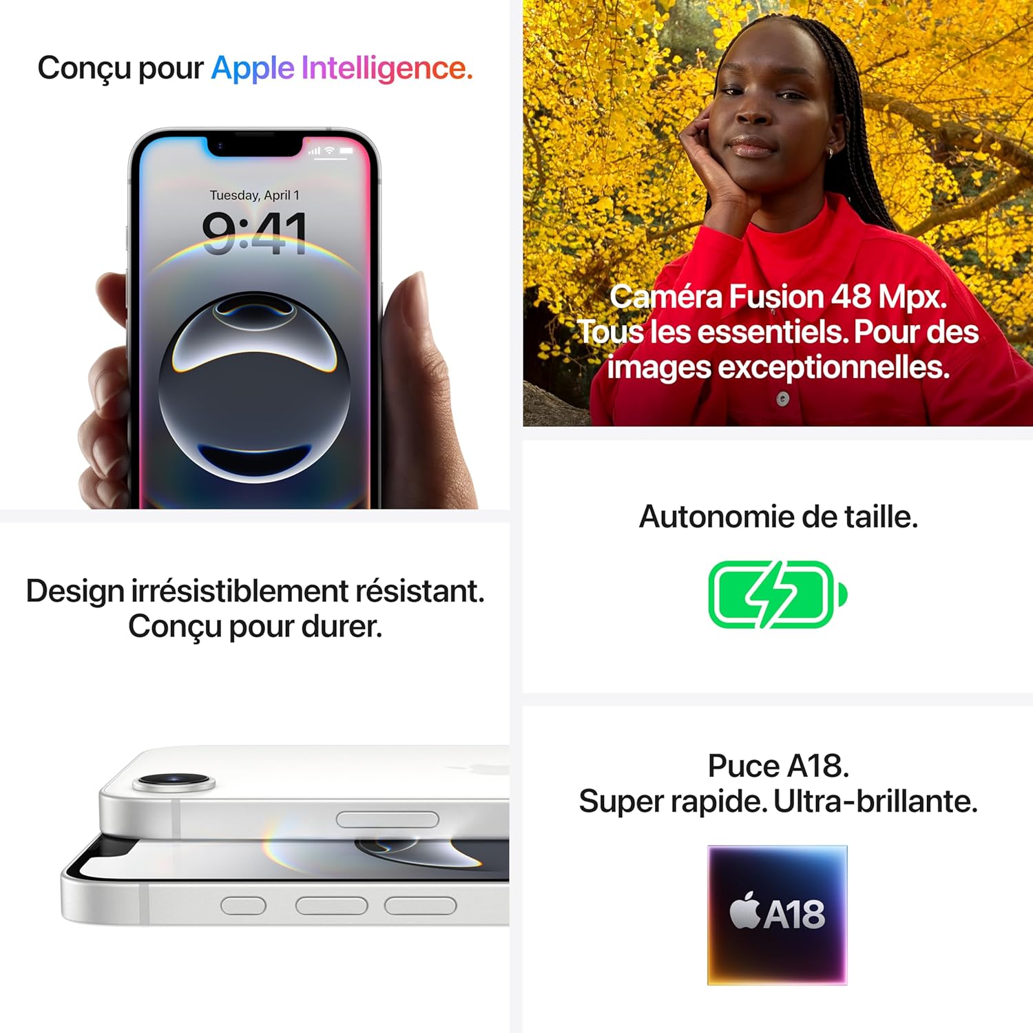 iphone 13 - Apple iPhone 16e 128 Go : conçu pour Apple Intelligence, puce A18, gamme de tailles, appareil photo Fusion 48MP, écran Super Retina XDR de 6,1 pouces ; Noir – Image 6
