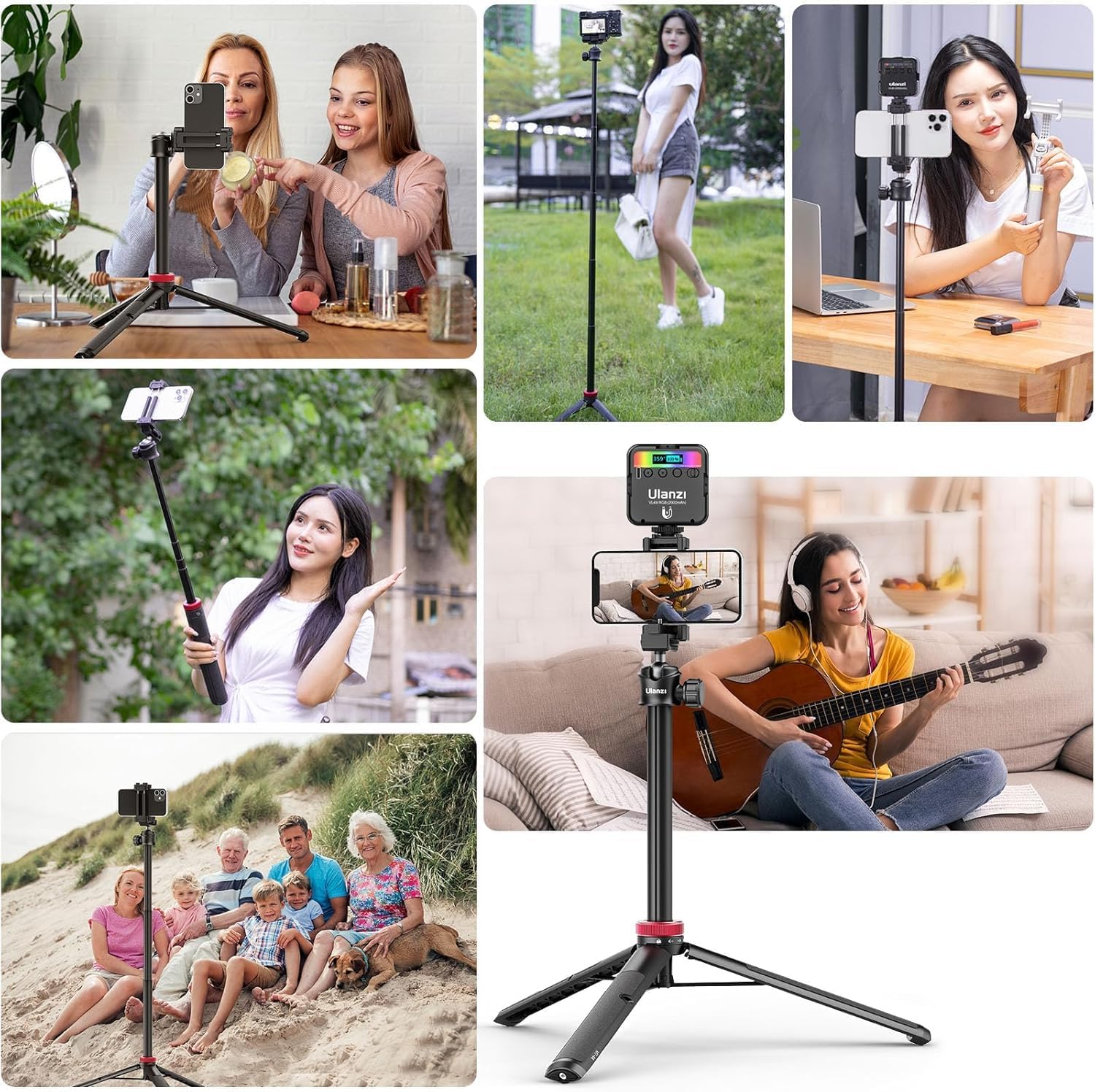 iphone 13 - ULANZI MT-44 Perche à selfie Bluetooth, 147 cm, trépied portable 2 en 1 pour appareils photo de smartphone avec rotule à 360°, support de téléphone, filetage 1/4", trépied compact pour Sony Samsung iPhone – Image 7