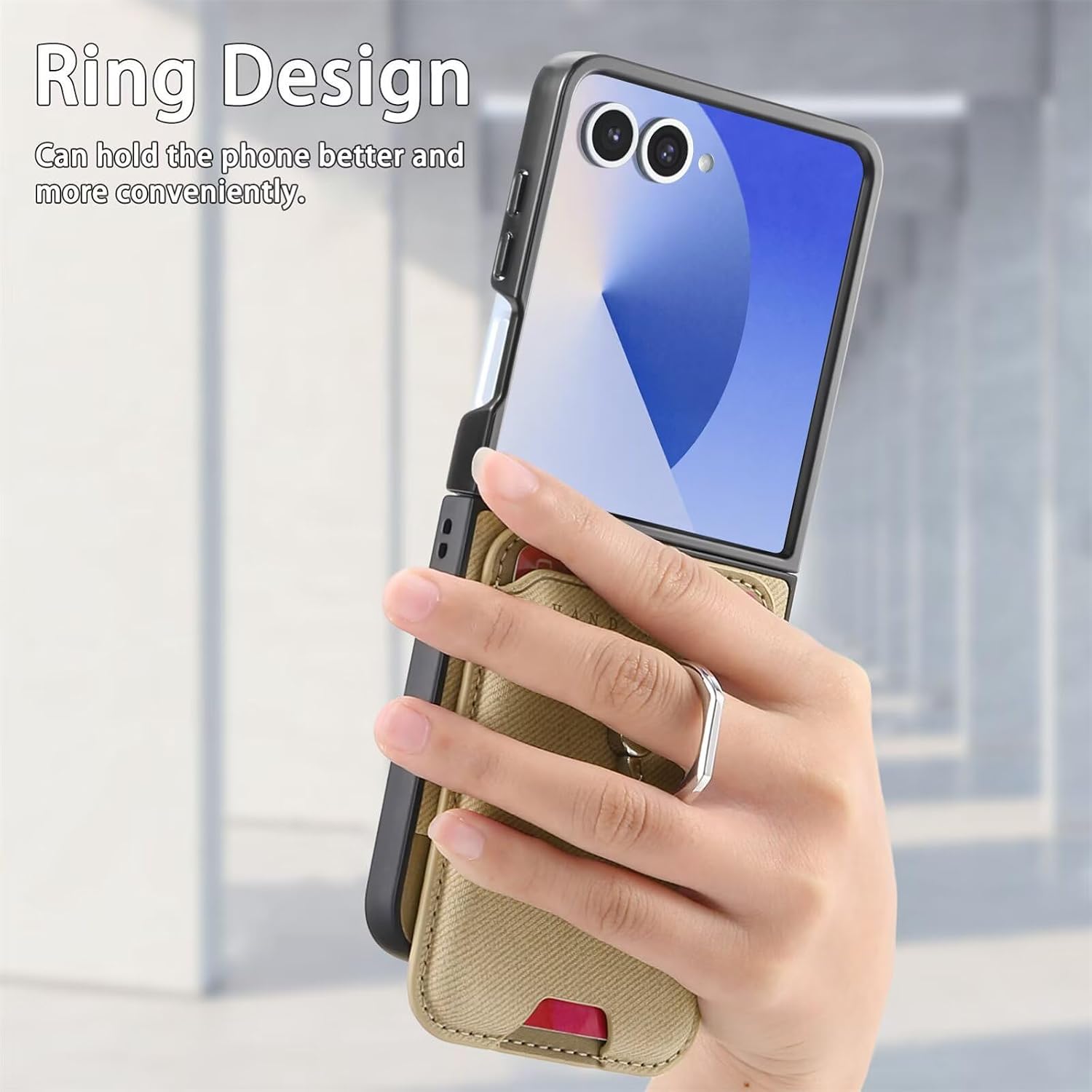 Coque Galaxy Z Flip8 rigide avec anneau kaki | France Coques – Image 3